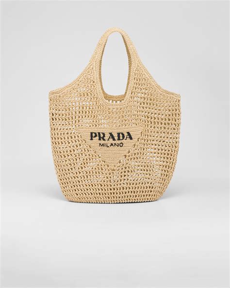 sac en crochet prada|prada crochet raffia tote bag.